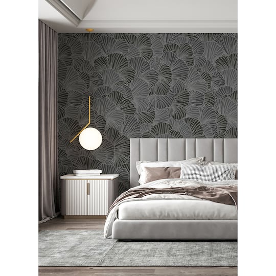 Katie Hunt Charcoal Gray Petals Wall Mural